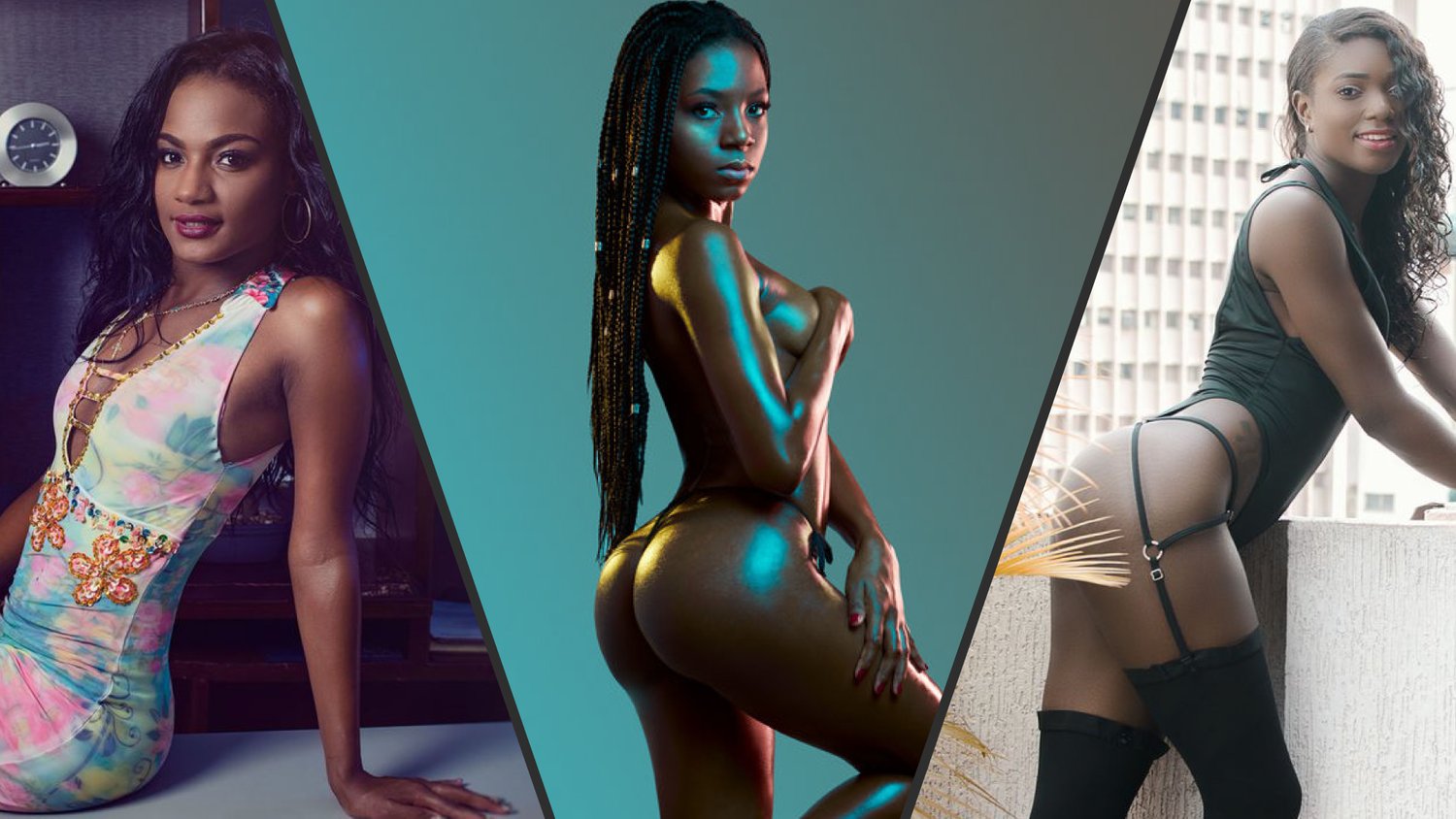 Composition of sexy ebony babes who work as cam girls